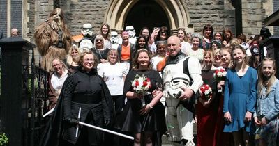 Star Wars superfans get married by 'Kylo Ren' minister in church ceremony with storm troopers