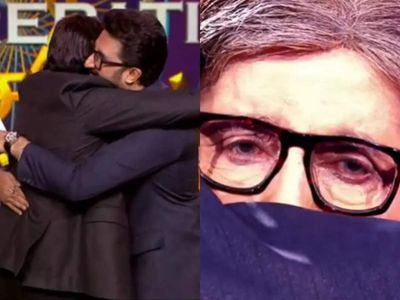 KBC 14 birthday special: Amitabh Bachchan gets teary-eyed as son Abhishek gives him a surprise