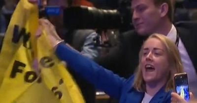 Protesters interrupt Liz Truss' Conservative conference speech