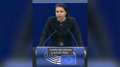 Watch: Swedish MEP Abir Al-Sahlani cuts hair during an EU parliament speech in solidarity with Iranian women