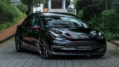 Tesla Model 3 Tuned By Manhart Gets Lowered Suspension, New Splitter