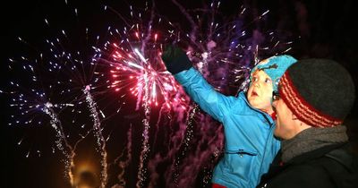 Ayrshire fireworks display at rugby club as food stalls, bar and fairground arranged