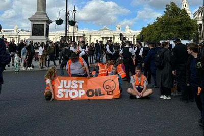 Just Stop Oil: Police arrest 32 people on Trafalgar Square for obstructing the road in protest