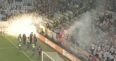 Europa League game delayed after huge explosion occurs just yards from pitch