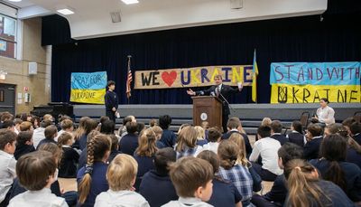 Quigley visits Ukrainian Village school where one-third of student body fled war in Ukraine