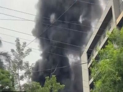 Massive fire breaks out at plastic company in Noida