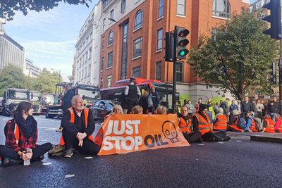 Just Stop Oil protesters block roads around Westminster for seventh day