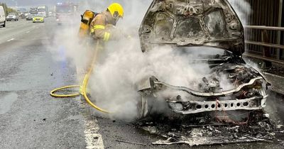 Firefighters tackle car fire on M6 hard shoulder