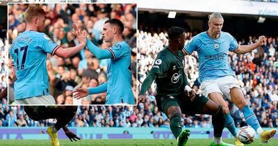 Kevin De Bruyne climbs all-time Premier League assists list as Erling Haaland fires again