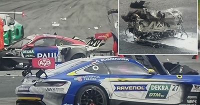 Michael Schumacher's nephew in nasty DTM crash which sees engine fly off rival's car