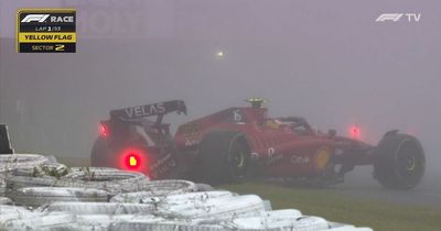 Japanese GP red-flagged after chaotic first lap with Carlos Sainz smash and Vettel spin