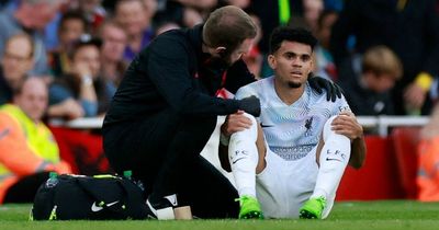 Luis Diaz facing major Rangers injury doubt as Liverpool forward leaves Arsenal clash 'in a knee brace'