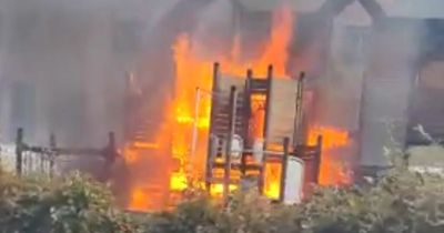 Watch: Fire burns jungle gym in new city centre park