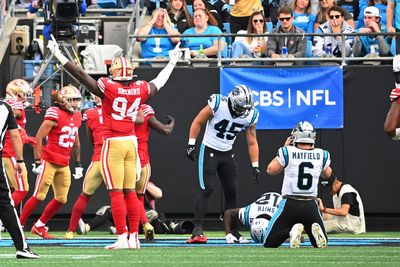 Emmanuel Moseley with pick-six of Baker Mayfield for the 49ers