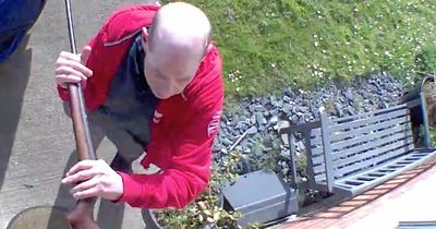 Terrifying footage shows 'obsessed' man banging on neighbour's door with air rifle