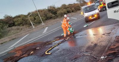 M62 to be closed all night as oil spill damage causes every lane to be resurfaced