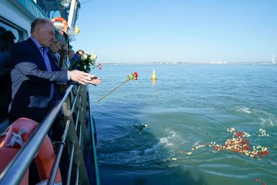 Hundreds of roses scattered to mark anniversary of the raising of the Mary Rose