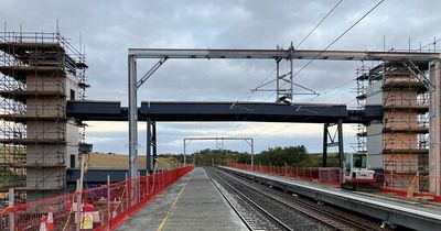New East Lothian images show progress on railway station as footbridge installed