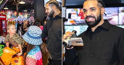 Drake reunites with his 'twin' son's mother as they throw super-hero birthday party
