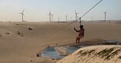 Chilling images show zipline moments before tourist plummets to his death