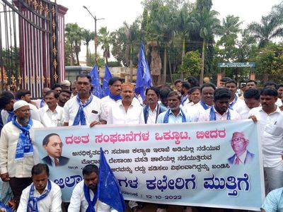 Dalit organisations, JD(S) student wing stage protest against RSS camp in government school in Bidar