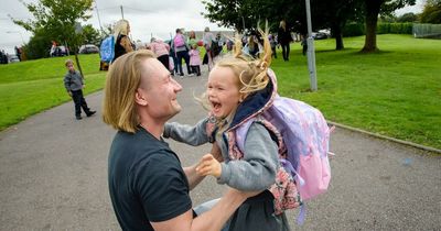 Young Ukrainian girl in Irish school surprised as she sees her dad for first time since war