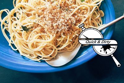 Garlicky anchovy pasta, in minutes