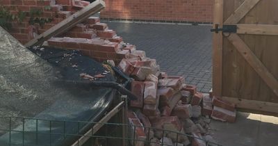 Mother left furious after refuse lorry crushes garden wall and her kids' trampoline