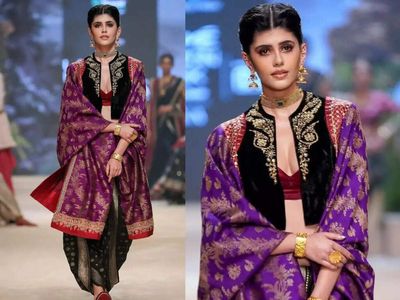 Sanjana Sanghi walks the ramp for Anju Modi