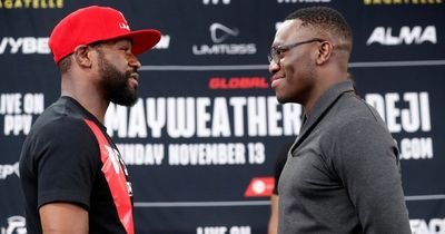 Floyd Mayweather and YouTube star Deji can't stop laughing during first face-off