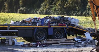 Gardai take truck load of rubble from Creeslough as explosion probe ramps up