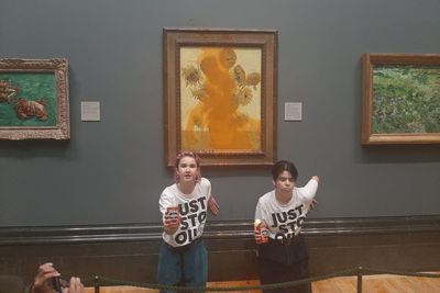 Two protesters arrested after throwing soup on Van Gogh’s Sunflowers