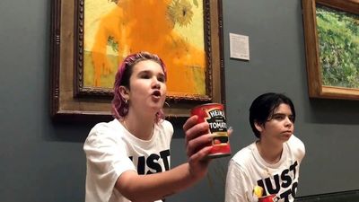 Climate protesters throw soup on Van Gogh's 'Sunflowers'