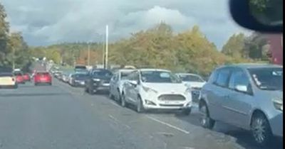 Edinburgh motorist films queue 'for miles' on busy road due to weekend closure