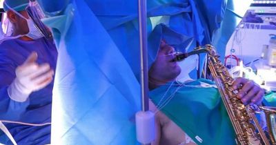 Musician plays saxophone as doctors operate on his brain during nine-hour surgery