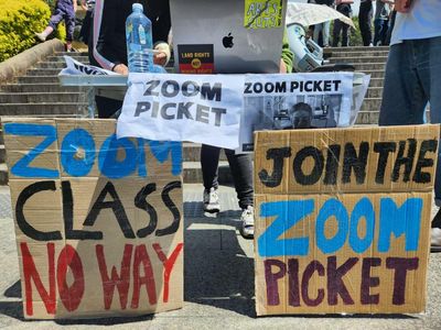 ‘Zoom picketing’: students protest Sydney University staff cuts by disrupting online tutorials