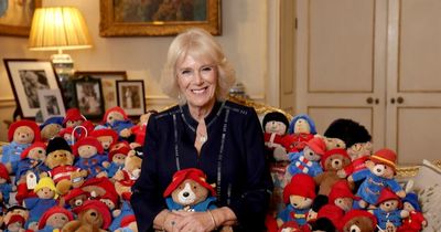 Camilla admires thousands of Paddington bears destined for vulnerable children