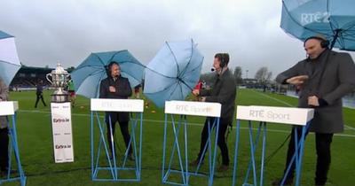 RTE pundits brave the elements as umbrellas go rogue in FAI Cup coverage