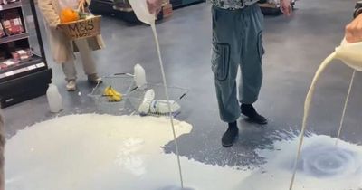 Labour MP blasts protests as 'utterly sickening' after demonstrators pour milk onto floor of Manchester Marks and Spencer