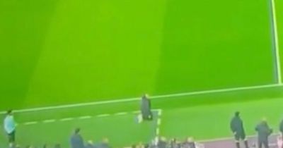 Pep Guardiola spotted on his knees knowing what Mohamed Salah through on goal means