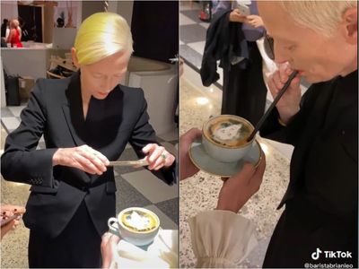 ‘You have got to be kidding’: Tilda Swinton ‘swoons’ over barista’s latte art of her