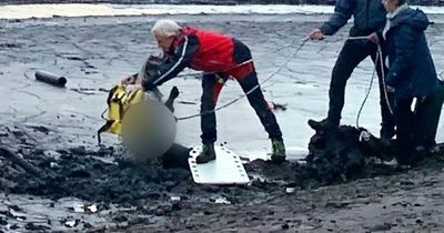 Walkers keep getting stuck on mud flats while exploring 'abandoned villages' under reservoir