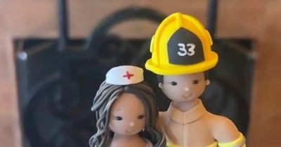 Couple roasted for wedding cake topper that's hiding raunchy secret round the back