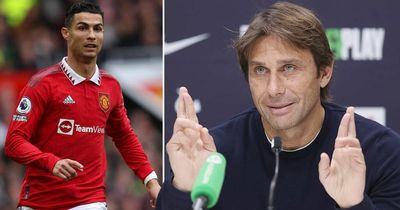 Antonio Conte crossing his fingers over Cristiano Ronaldo ahead of Man Utd clash