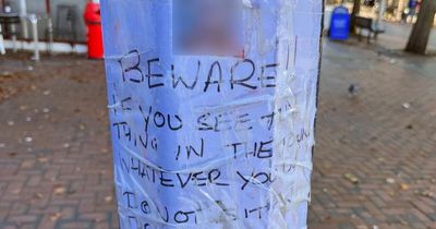 Handmade posters accusing woman of 'weeing on benches' appear in a Midland's town centre