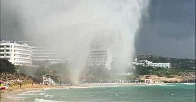 Tourists run for their lives as ferocious waterspout makes landfall on Ayia Napa beach