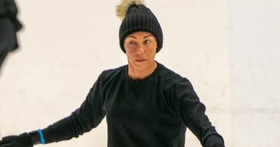 DOI's Michelle Heaton takes a tumble in four hour session ahead of skating debut