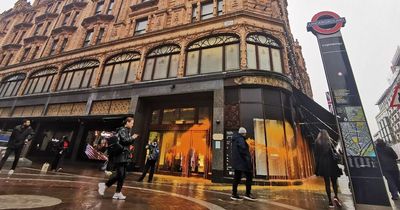 Front windows at Harrods sprayed with orange paint by Just Stop Oil protesters