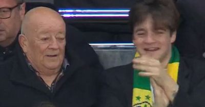 Tim Healy spotted at Newcastle match with son Louis as Magpies beat Everton