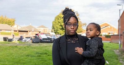 Young mum with toddler living in fear as huge bonfire built outside home